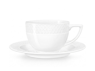 Кружка Wilmax New Diamond Julia, с блюдцем, фарфор, 170мл
