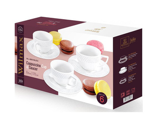 Кружка Wilmax New Diamond Julia, с блюдцем, фарфор, 170мл