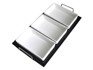 Serving dish 3 parts, wooden tray, 32x18x4cm