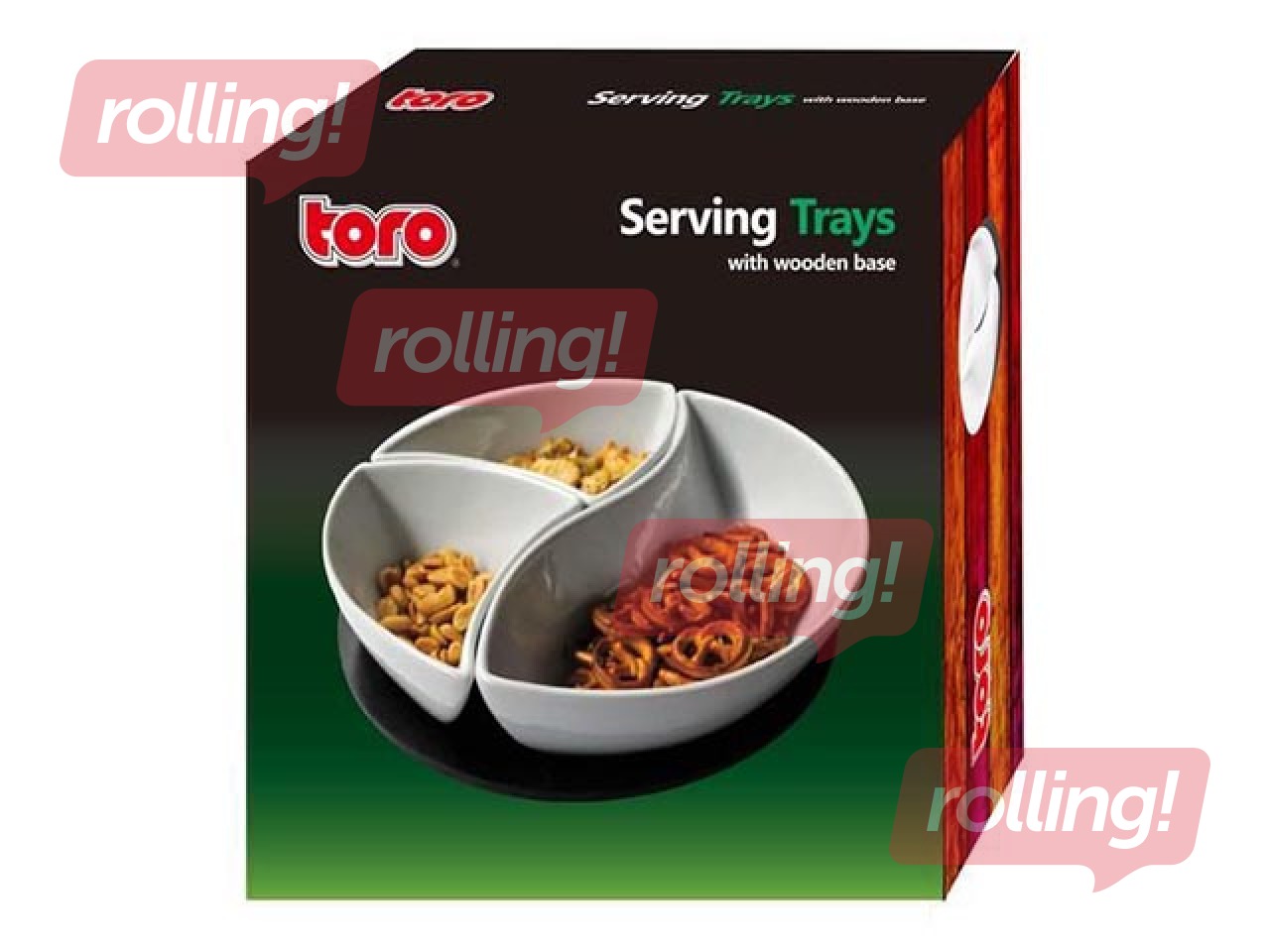 Serving dish Toro, 3 parts wooden tray, Ø24x7.5cm