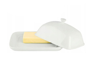 Butter dish Prymus-AGD, porcelain, white, 18×14×10cm