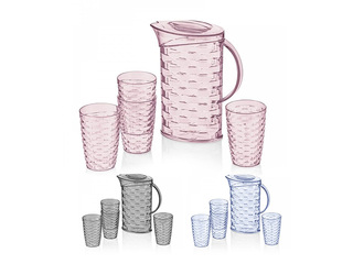 Dzērienu komplekts Rattan, dažādas krāsas, plastmasas, 4 personām