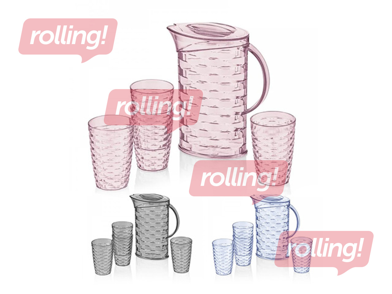 Dzērienu komplekts Rattan, dažādas krāsas, plastmasas, 4 personām