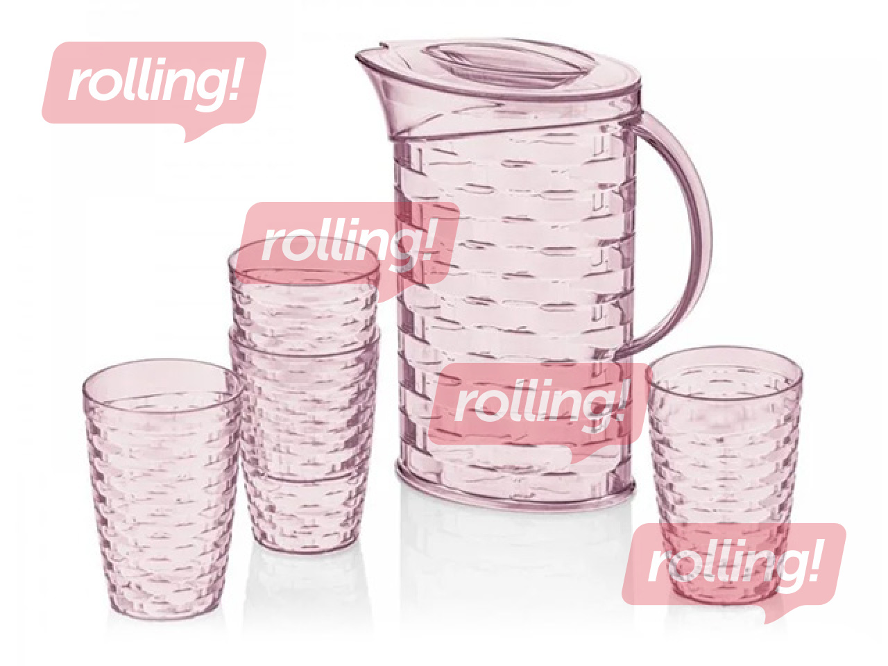 Dzērienu komplekts Rattan, dažādas krāsas, plastmasas, 4 personām