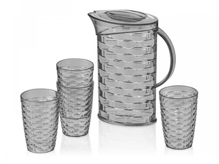 Dzērienu komplekts Rattan, dažādas krāsas, plastmasas, 4 personām