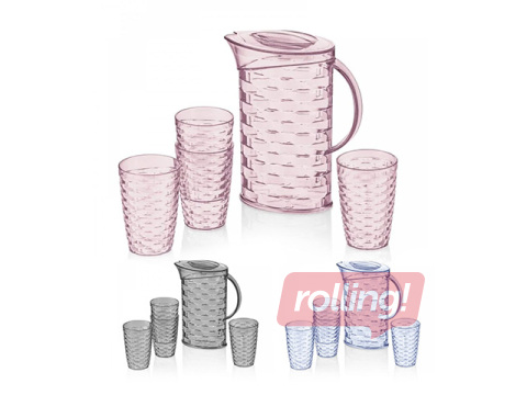 Набор для напитков Rattan, разные цвета, пластиковый, на 4 персоны