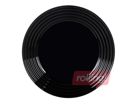 Šķīvis Harena, pusdienu, stikla, melns, 25cm