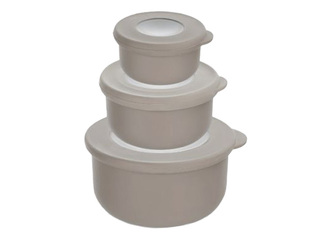 Набор мисок с крышками QLife, 3 шт., 100+250+500мл