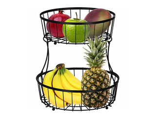Basket Springos, fruit, black, metal, Ø32.5×30cm