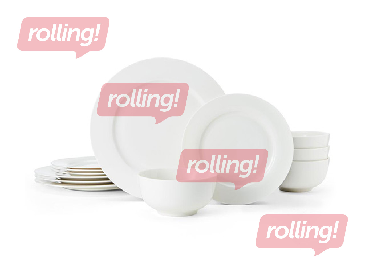 Pusdienu servīze Mikasa Egret, balta, 4 personām