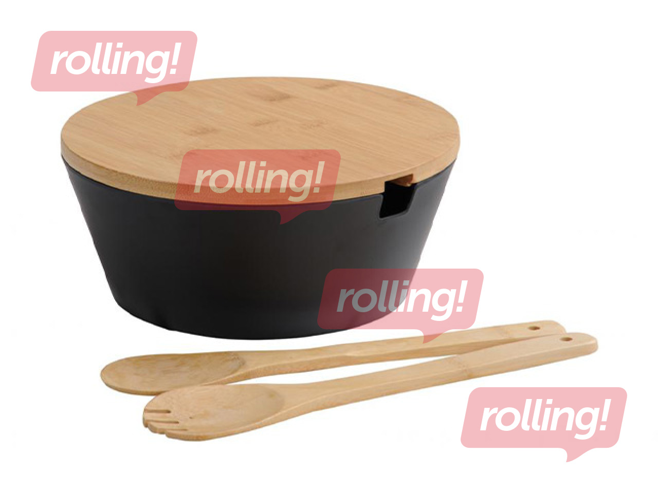 Bļoda Kesper, ar bambusa vāku un karotēm, melamīna, ø26x11cm