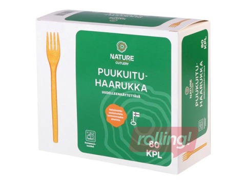 Многоразовые вилки из древесного волокна, 170 mm, 80 шт.