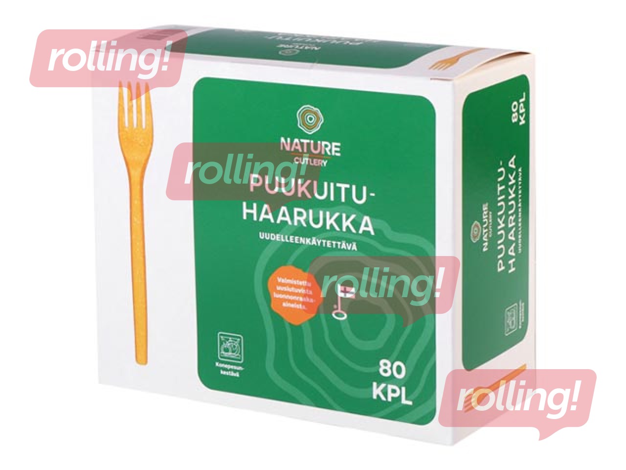 Многоразовые вилки из древесного волокна, 170 mm, 80 шт.