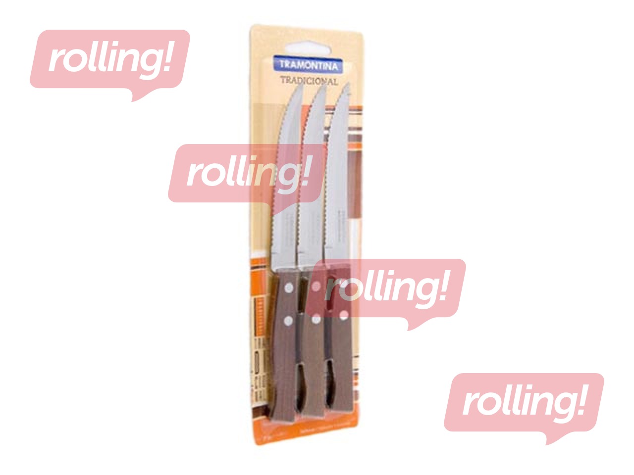 Steika naži Tramontina, ar rievotu asmeni, 3 gab.