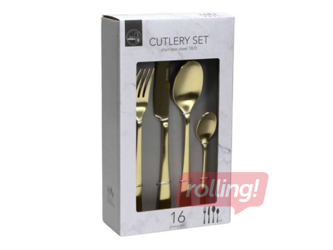 Cutlery Set, Gold, 16 pcs