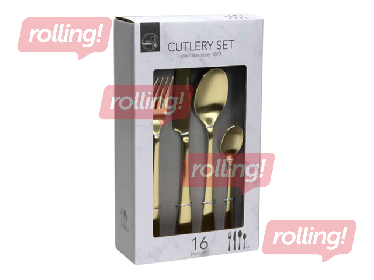 Cutlery Set, Gold, 16 pcs