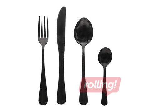 Galda piederumu komplekts, melns, 4 personām