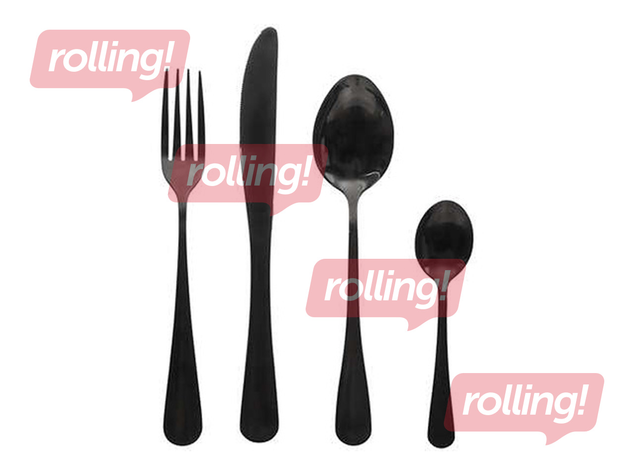 Galda piederumu komplekts, melns, 4 personām