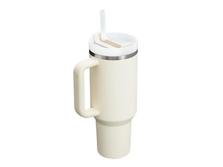 Termokrūze Stanley, Quencher H2.0​ Flowstate, ar salmiņu, krēmkrāsa, 1.18l