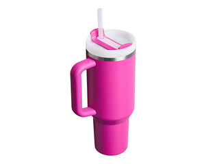 Termokrūze Stanley, Quencher H2.0​ Flowstate, ar salmiņu, fuksiju rozā, 1.18l
