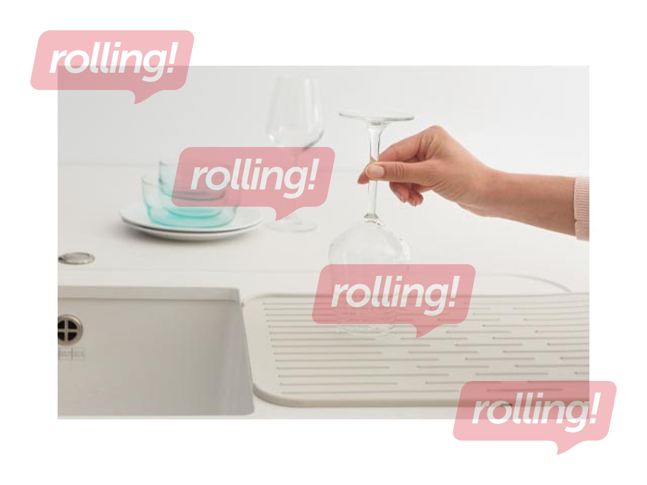 Trauku žāvēšanas paliktnis SinkSide, silikona, gaiši pelēks, 44x33cm