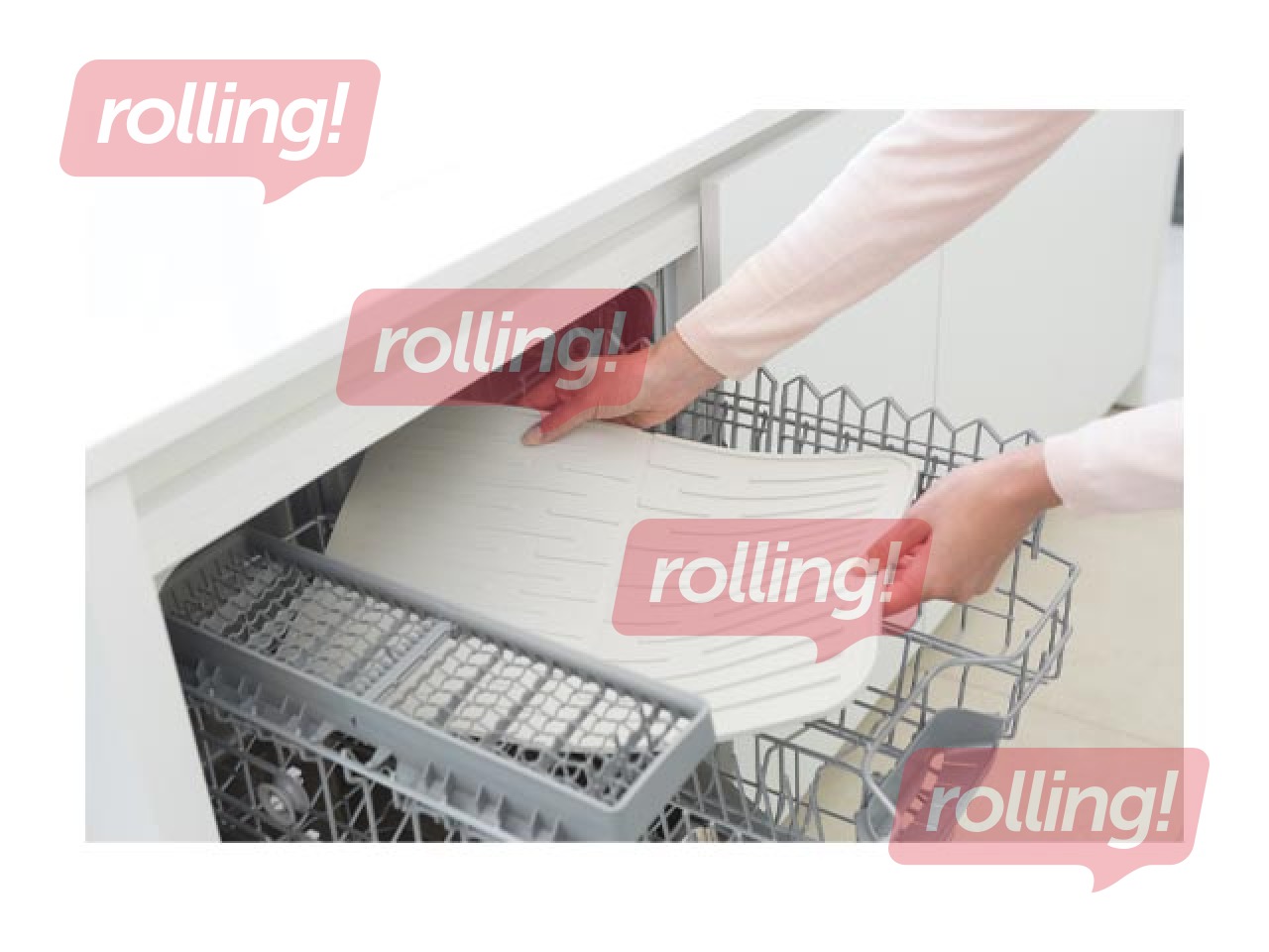 Trauku žāvēšanas paliktnis SinkSide, silikona, gaiši pelēks, 44x33cm