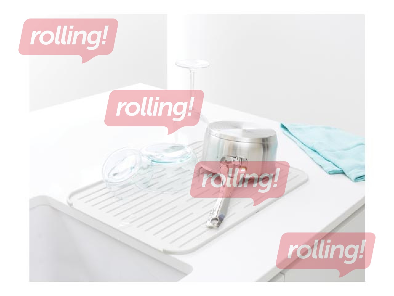 Trauku žāvēšanas paliktnis SinkSide, silikona, gaiši pelēks, 44x33cm