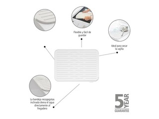 Trauku žāvēšanas paliktnis SinkSide, silikona, gaiši pelēks, 44x33cm