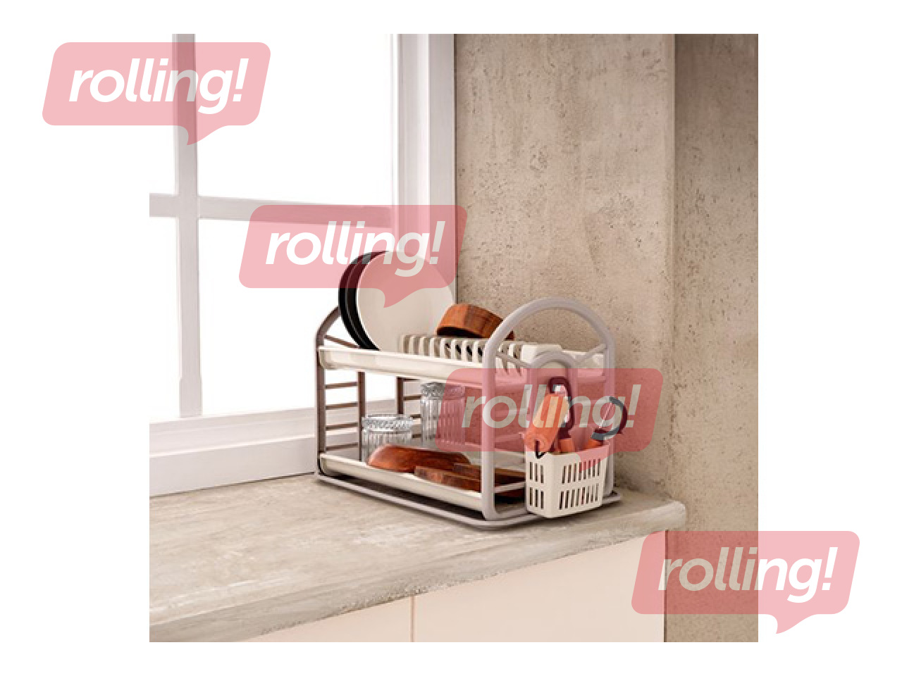 Trauku žāvētājs Dunyaplastik, ar paliktni, 2 stāvi, 2 krāsas, 53x30cm
