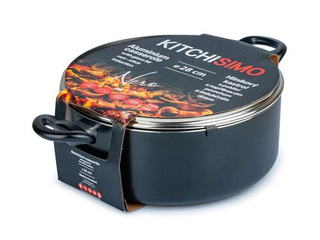 Кастрюля с крышкой Kitchisimo, Ø28×11см/6л, черная