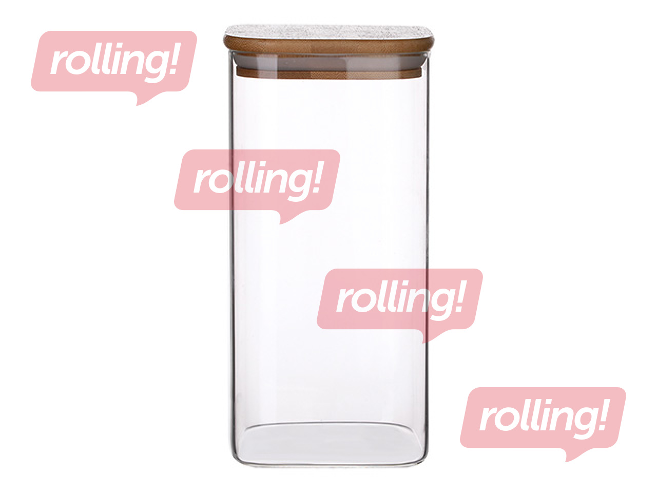 Контейнер для хранения с бамбуковой крышкой, квадратный, 1.7л