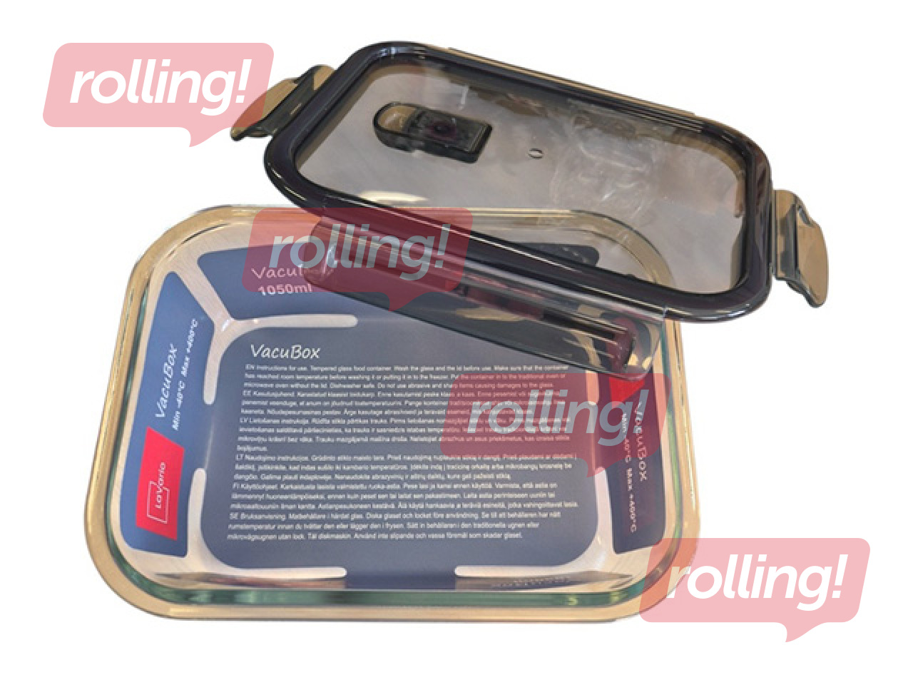 Lunch container Lavario, VakuBox, glass, 1.05l