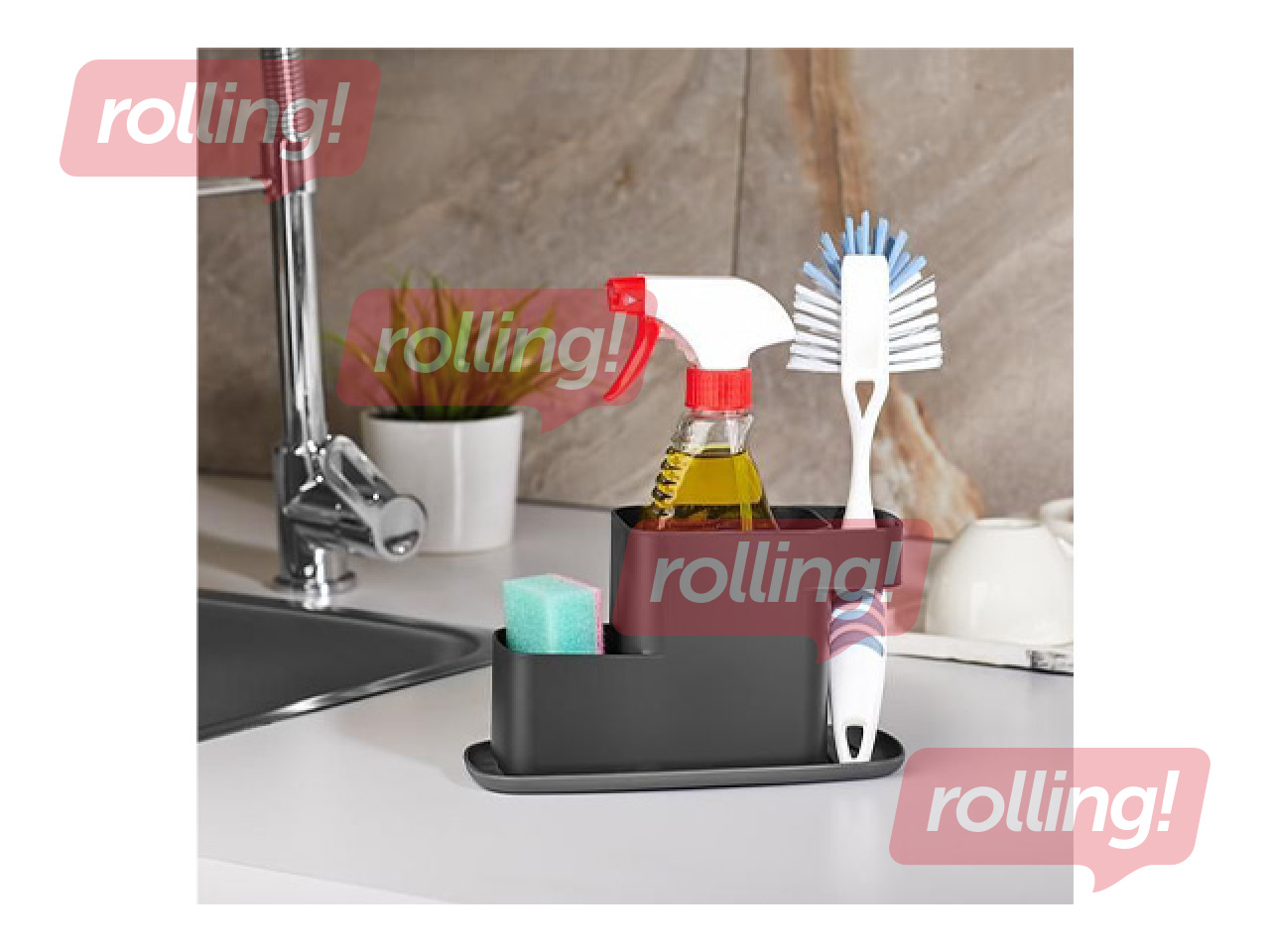 Turētājs Qlux, švammei, birstītei un mazgāšanas līdzeklim, dažādas krāsas, 21.7x10.3x12.5cm