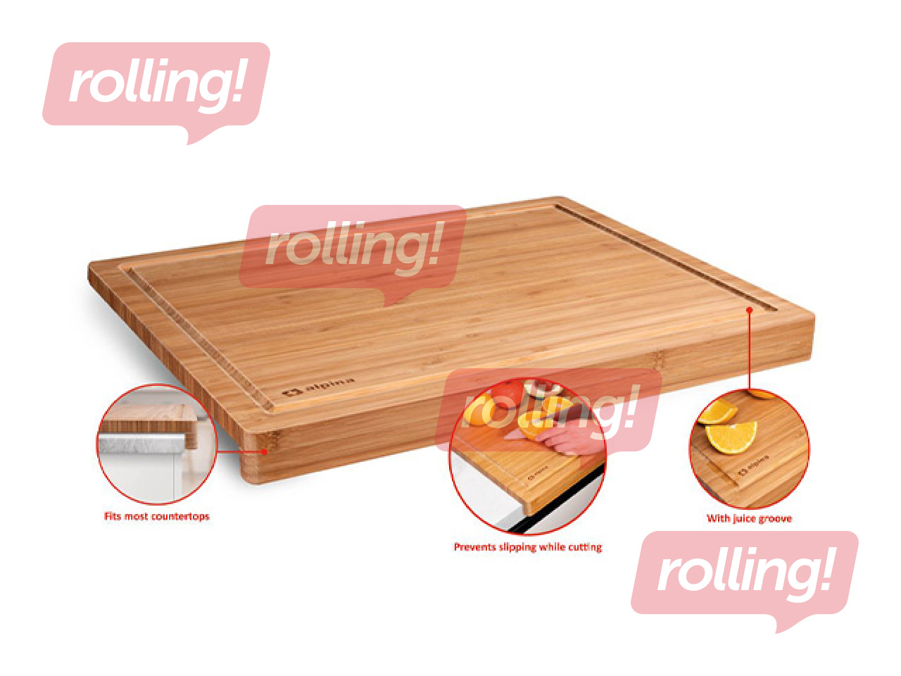 Kitchen cutting board, bamboo, 45×35×3.6cm