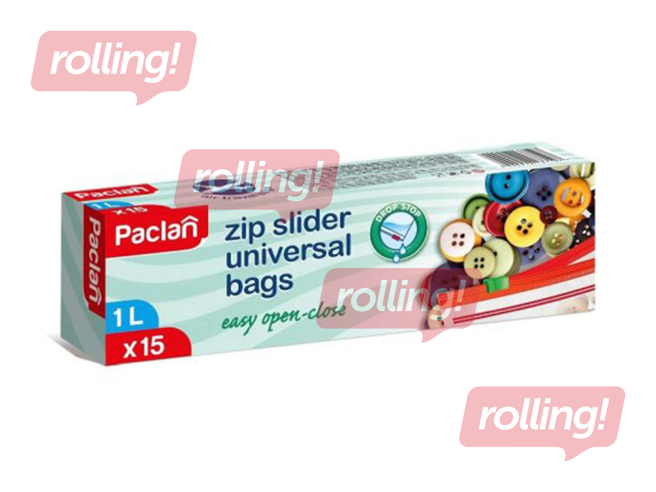 Säilituskotid Paclan, taassuletavad, 1l, 15tk