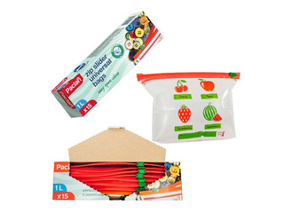 Uzglabāšanas maisiņi Paclan, atkārtoti aizverami, 1l, 15 gab.