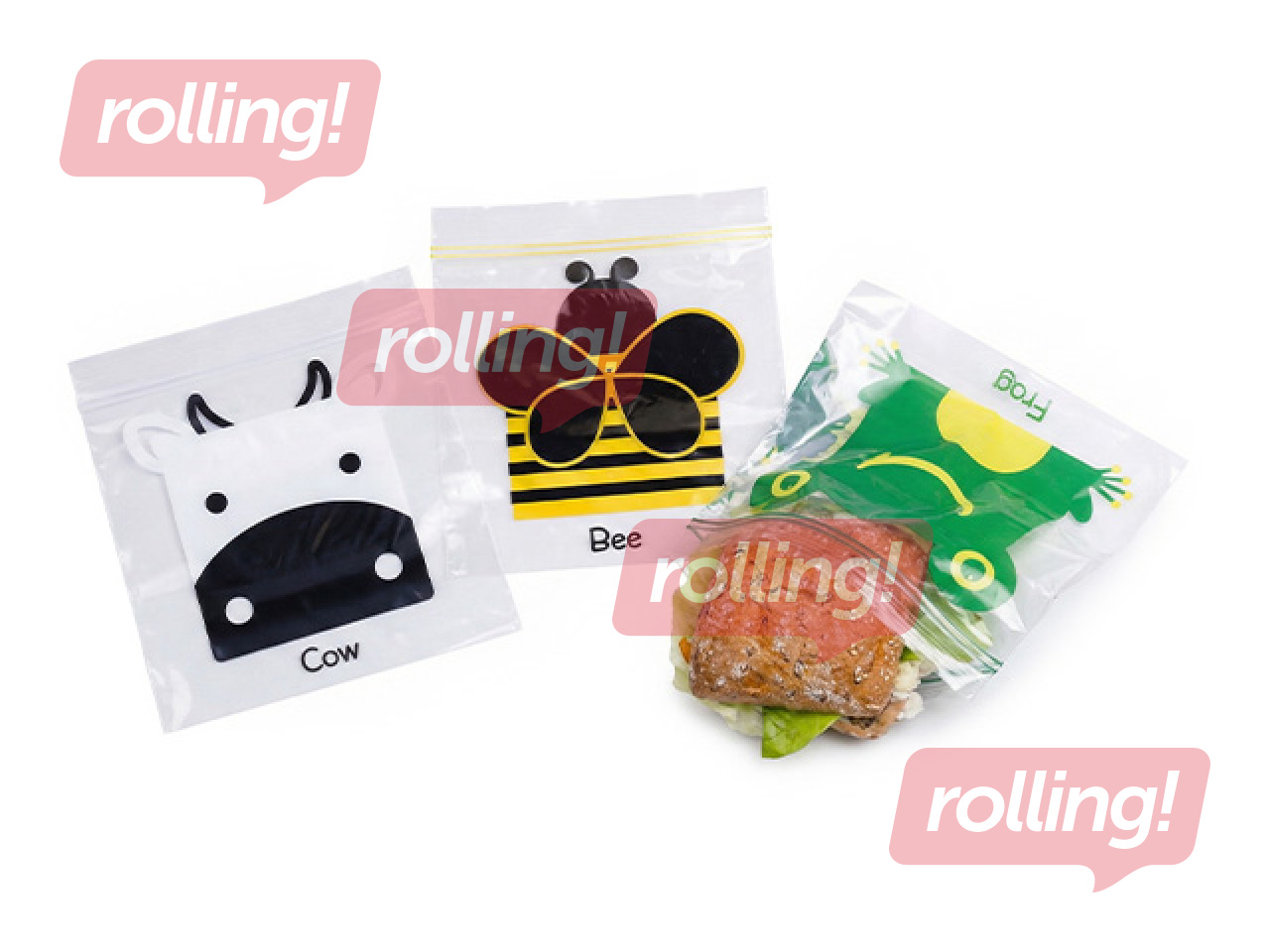 Pārtikas maisiņi Paclan, sviestmaižu, atkārtoti aizverami, dažādas krāsas, 16x17cm, 42 gab.