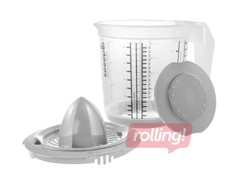 Measuring jug Keeeper Matteo, plastic, with anti-slip function, lid and citrus juicer, 1l