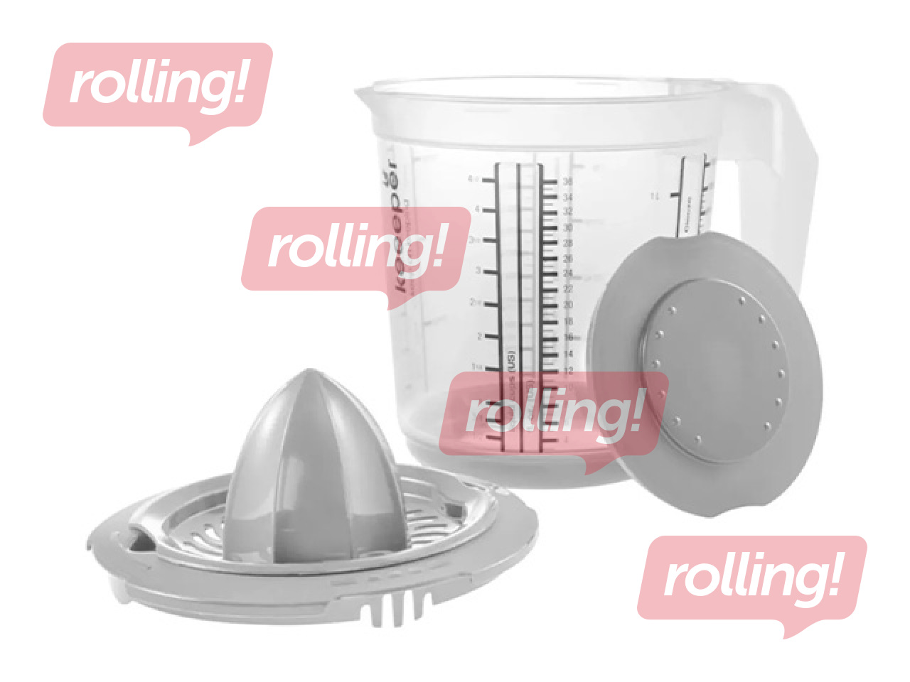 Measuring jug Keeeper Matteo, plastic, with anti-slip function, lid and citrus juicer, 1l
