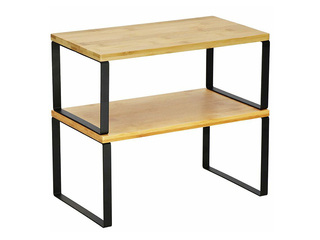 Plaukti Springos, melns rāmis, bambusa toņa virsma, 2 gab.