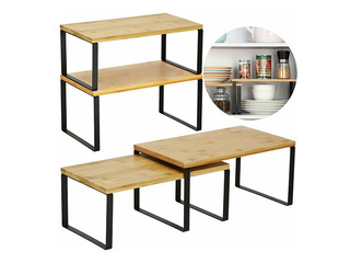 Plaukti Springos, melns rāmis, bambusa toņa virsma, 2 gab.