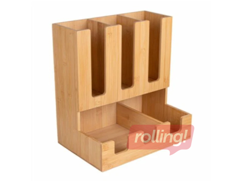 Organizators kafijas piederumiem, ar 5 nodalījumiem, bambusa, 34.5x23.3x36.8cm