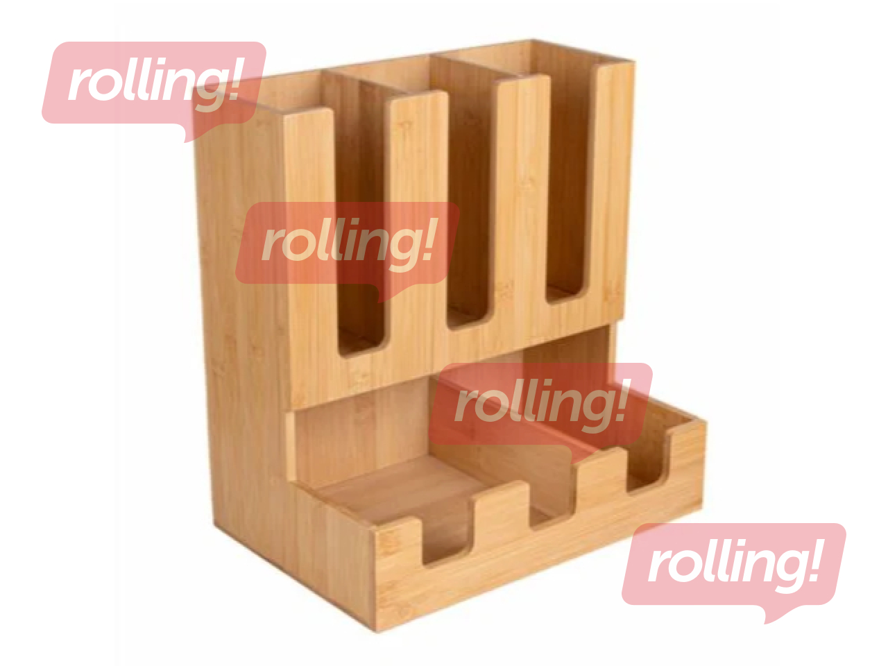 Organizators kafijas piederumiem, ar 5 nodalījumiem, bambusa, 34.5x23.3x36.8cm