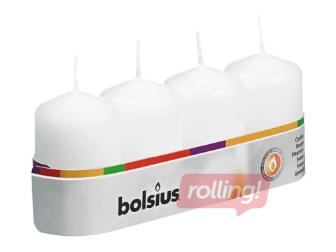 Silindrikujulised küünlad ø4 h-6cm, valged, 4 tk.