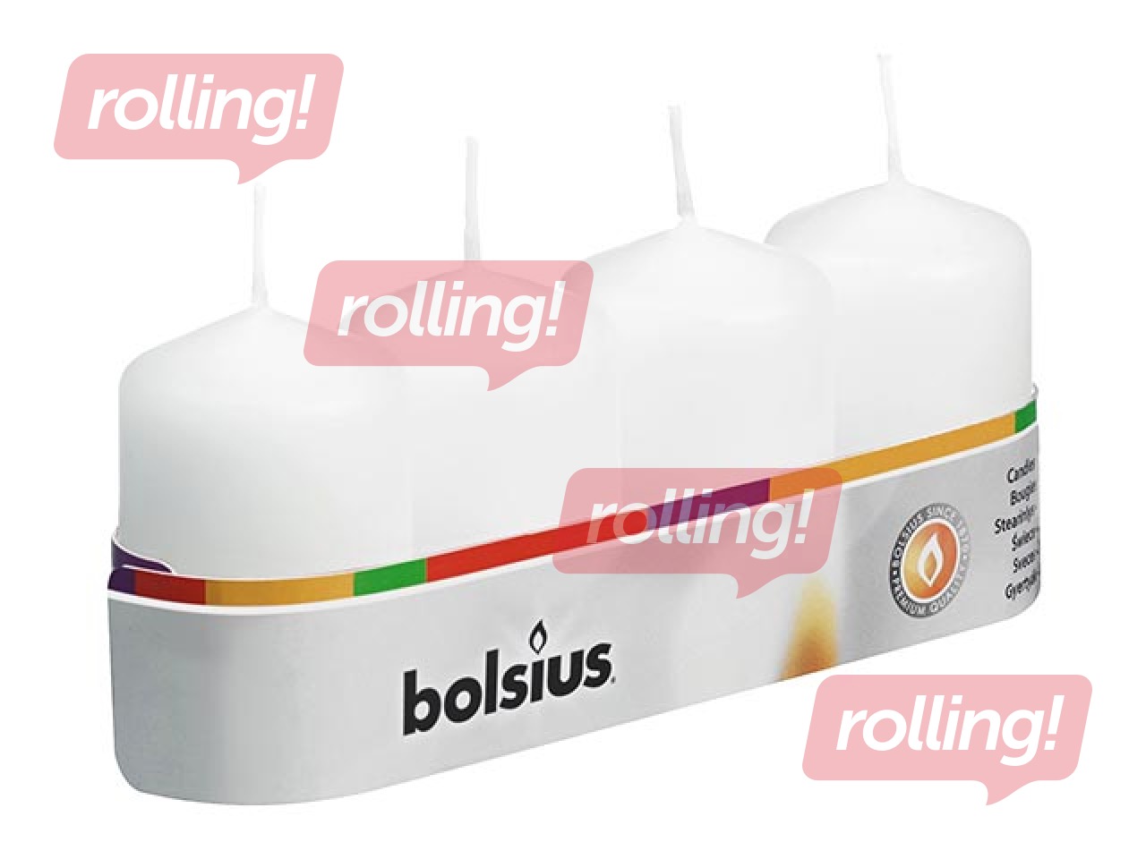 Sveces Bolsius, cilindra, ø4, h-6cm, baltas, 4 gab.