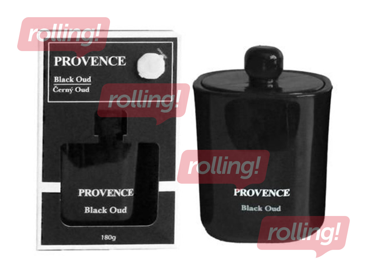Aromātiskā svece Provence Black Oud, stikla traukā ar vāku, 11cm