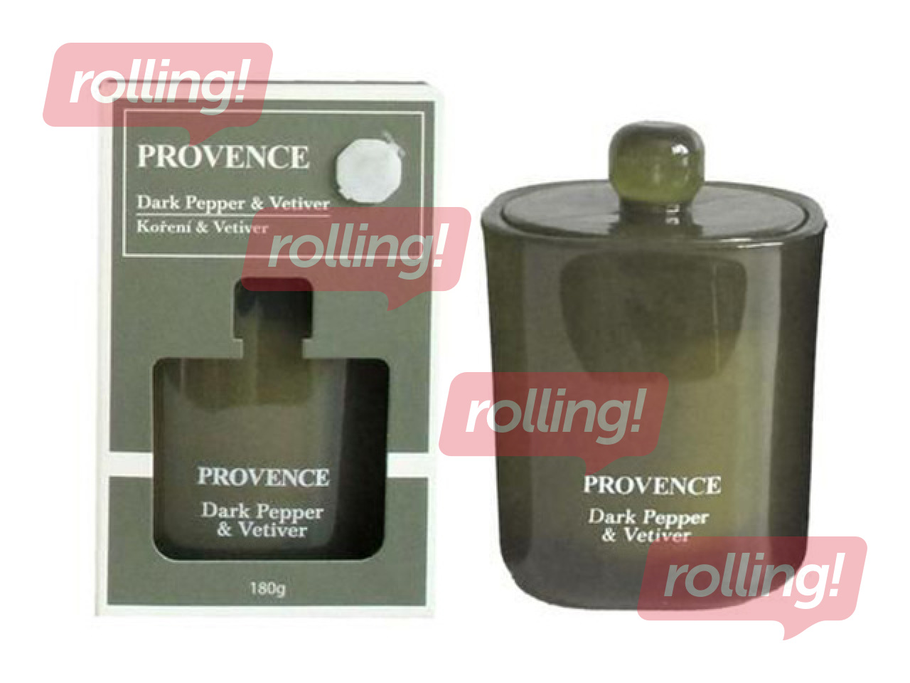 Aromātiskā svece Provence Pepper&Vetiver, stikla traukā ar vāku, 13cm