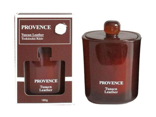 Scented candle Provence Tuscan Leather, in glass jar with lid, 13cm