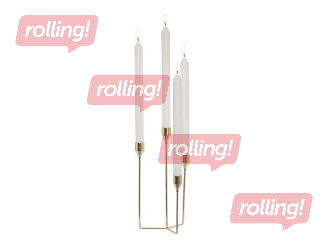 Svečturis 4 Living, metāla, zelta krāsa, 15x28.5cm