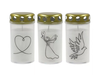 Küünal Candela kaanega, erineva trükiga, valge